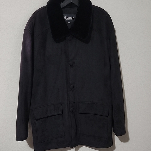 Silvania Fur Fashion Coat Mens Jacket Size 105 fits L to xl SEE MEAURMENTS Black